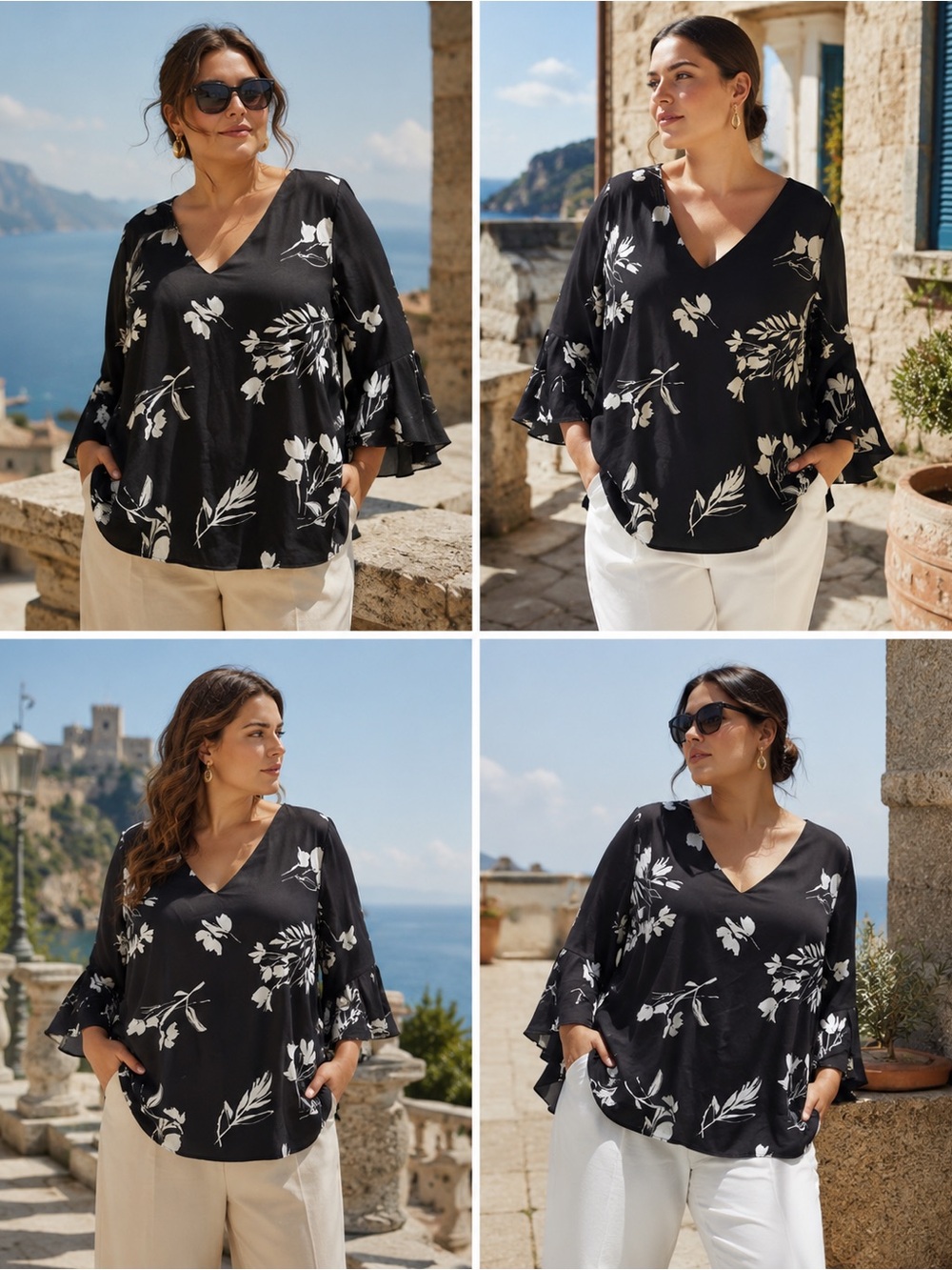 Vince Camuto Black and White Floral Blouse 🖤🖤 - Picture 15 of 16